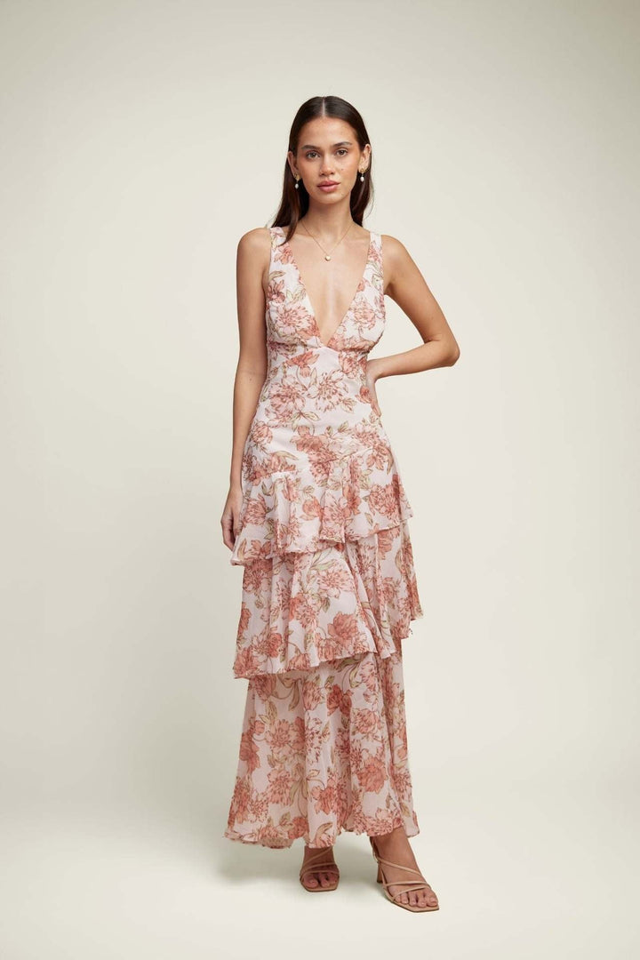 Flora™ | Romantisches Volant-Maxikleid mit Blumenprint
