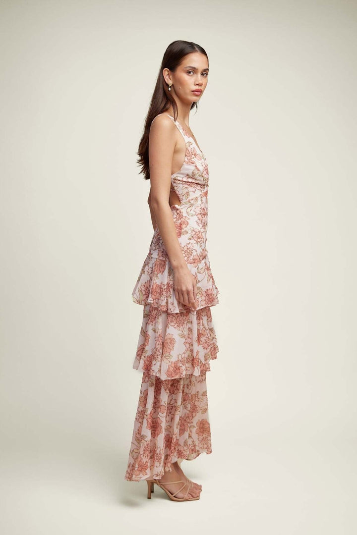 Flora™ | Romantisches Volant-Maxikleid mit Blumenprint
