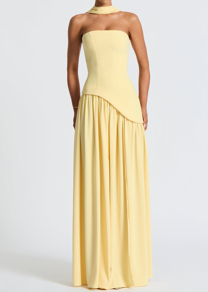 Sofia™ | Trägerloses Maxikleid mit Choker-Detail