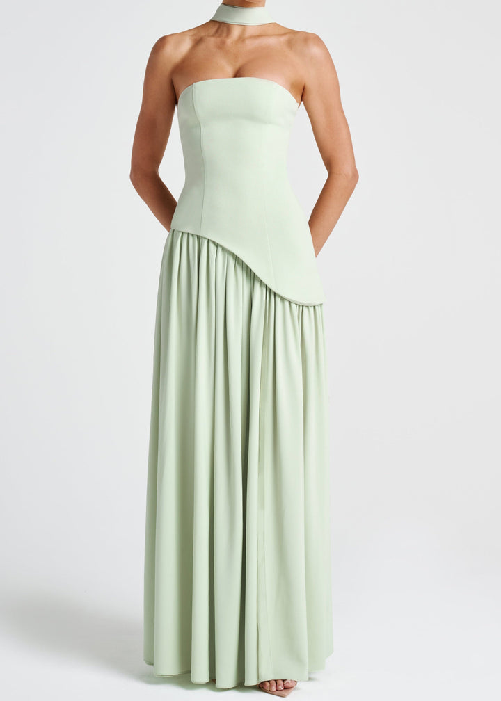 Sofia™ | Trägerloses Maxikleid mit Choker-Detail