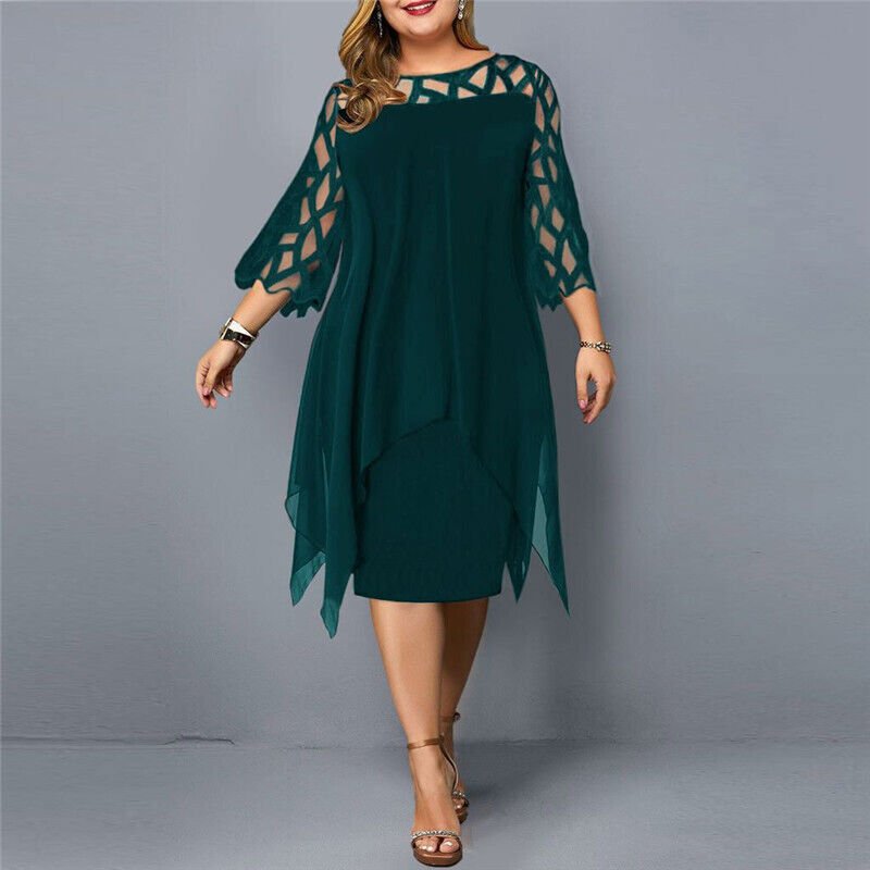 Kaycie | Schickes Kurvenreiches Midiekleid