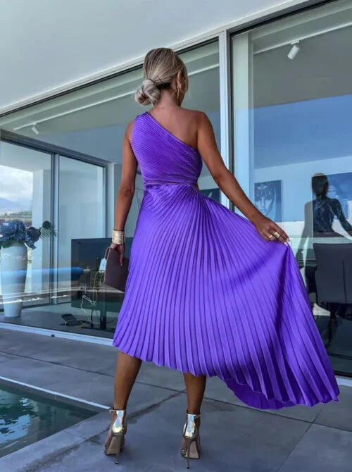 Amara™ | Elegantes One-Shoulder-Plissee-Midikleid