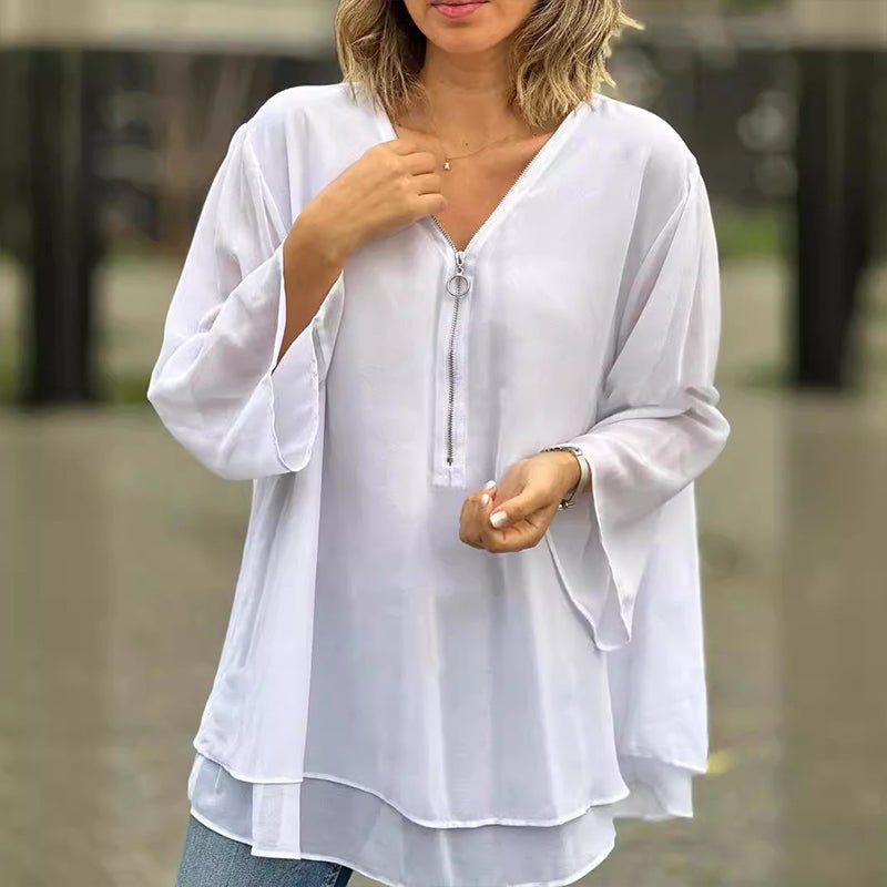 Lorelai | Chiffon-Reißverschlussbluse